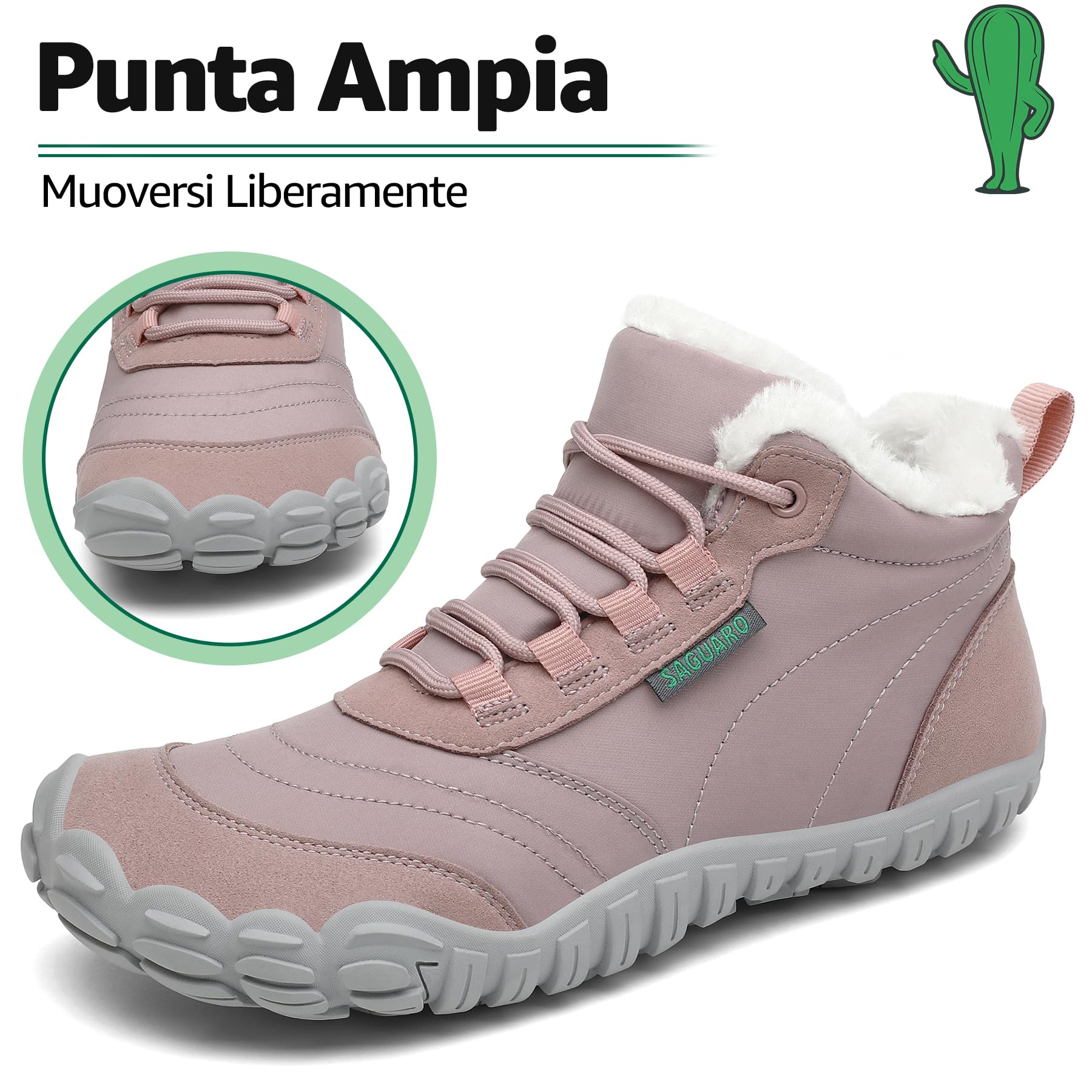 SAGUARO Barefoot Scarpe Invernali Caldo Stivali Neve per Uomo Donna,Gr.36-48