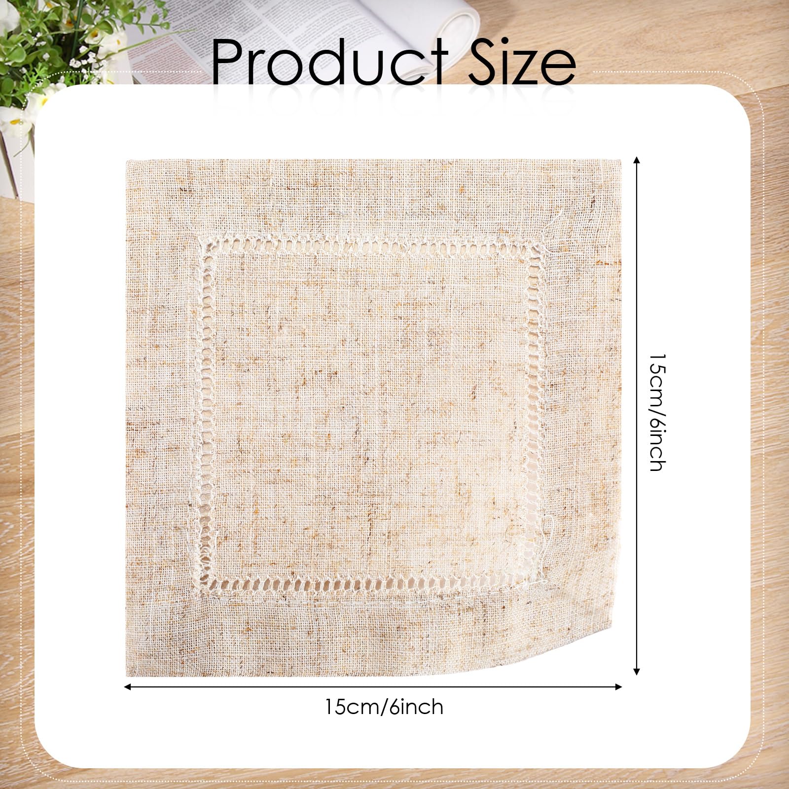 Cocktail-Servietten aus Leinen, 15,2 x 15,2 cm, Stoffservietten, kleiner Hohlsaum, Stoffservietten, Untersetzer, wiederverwendbare Leinenservietten für Party, Hochzeit, Bar, Getränke, Kaffee, Dessert