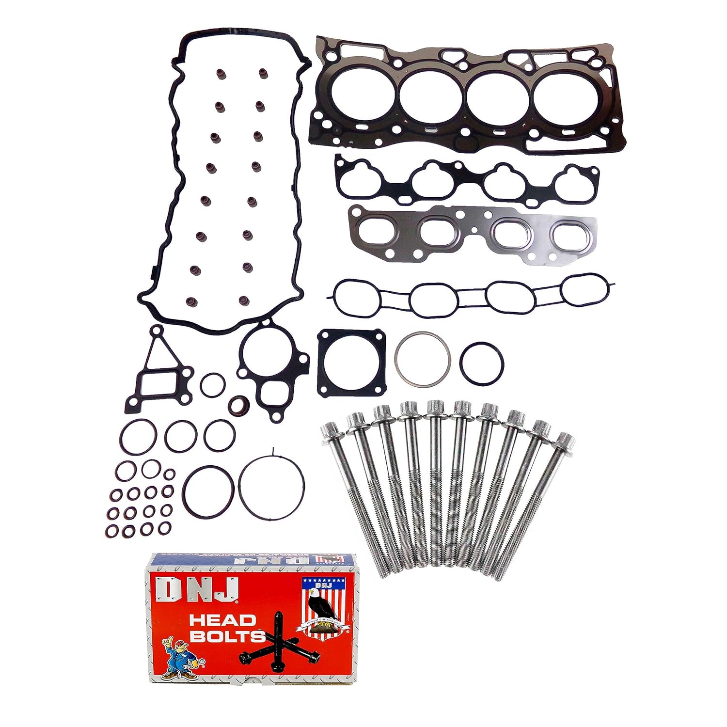 DNJ HGB6601 Cylinder Head Gasket Set with Head Bolt Kit for 2008-2012 Nissan Rogue 2.5L L4 16V DOHC 2488cc
