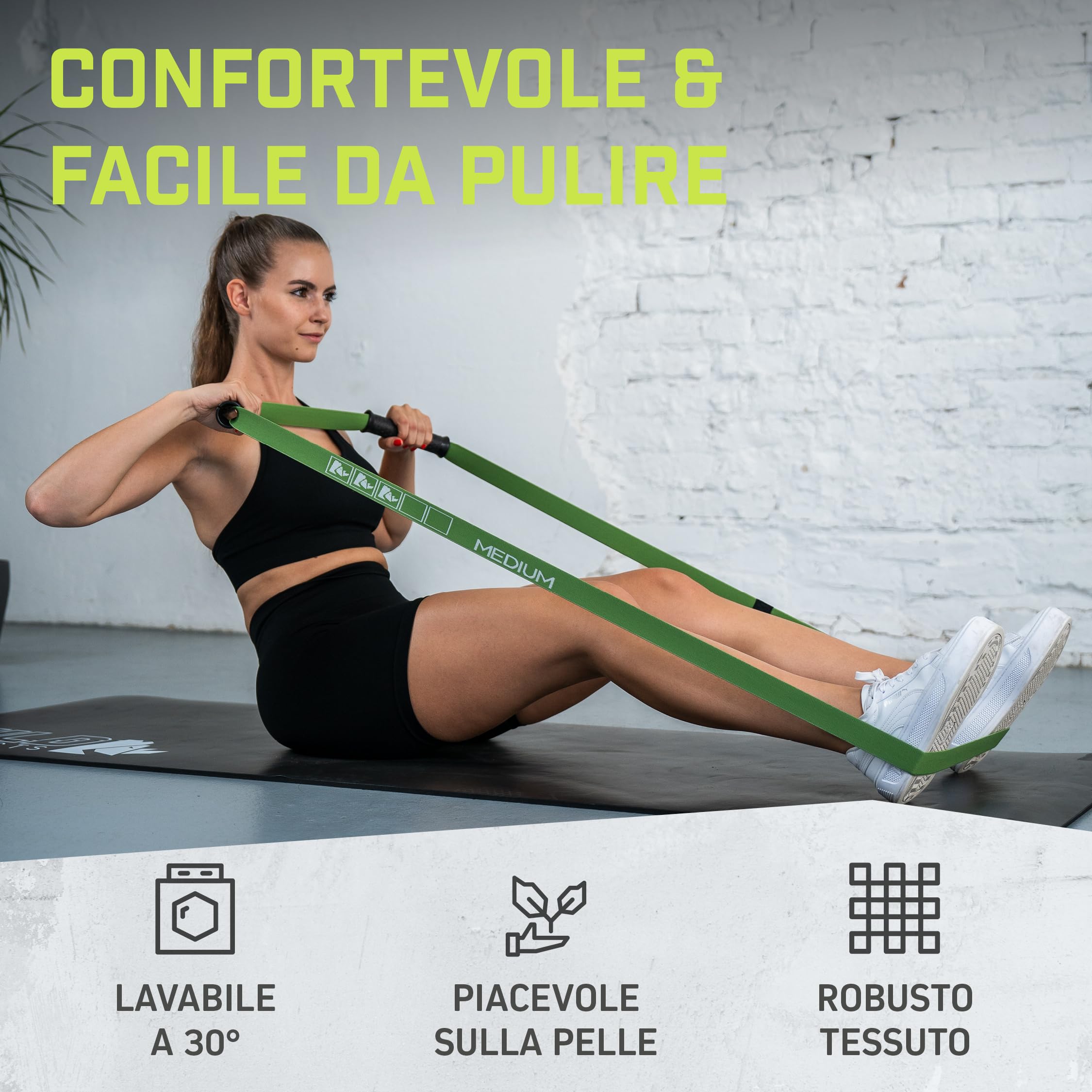 Wild Instincts Fasce per fitness in tessuto/fasce di resistenza lunghe/fascia da ginnastica in tessuto/fascia da fitness, fasce lunghe per allenamento
