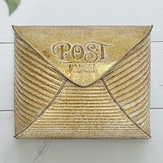 BIG FORTUNE Wall Mount Mailbox for House Outside,5" D x 13.8" W x 11.2" H,Vintage Metal Door Mailbox Antique Style Nostalgic Charm Home Decor Garden Vintage English Cottage Decor(Gold)