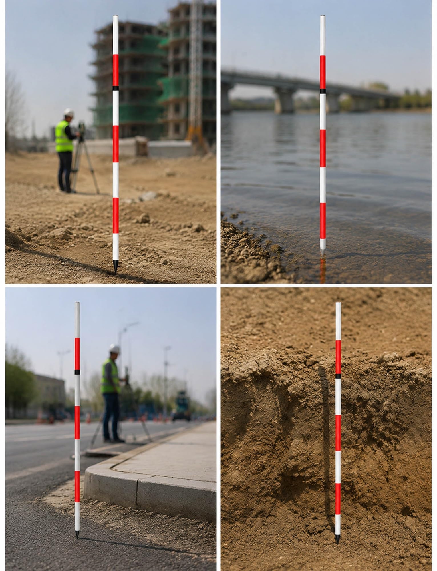 Pértiga telescópica para topografía, Varilla de Aluminio Ligera para construcción y medición de elevación.