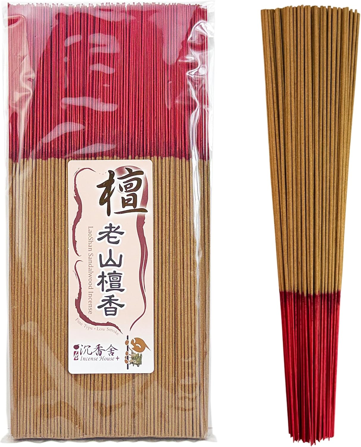 I H INCENSE HOUSE+ – Laoshan Sandalwood Incense Sticks 30cm, 300g (Approx. 400–420 Slim & Low Smoke Fine Joss Sticks) – Traditional Taiwanese Bamboo-Core Incense (5)