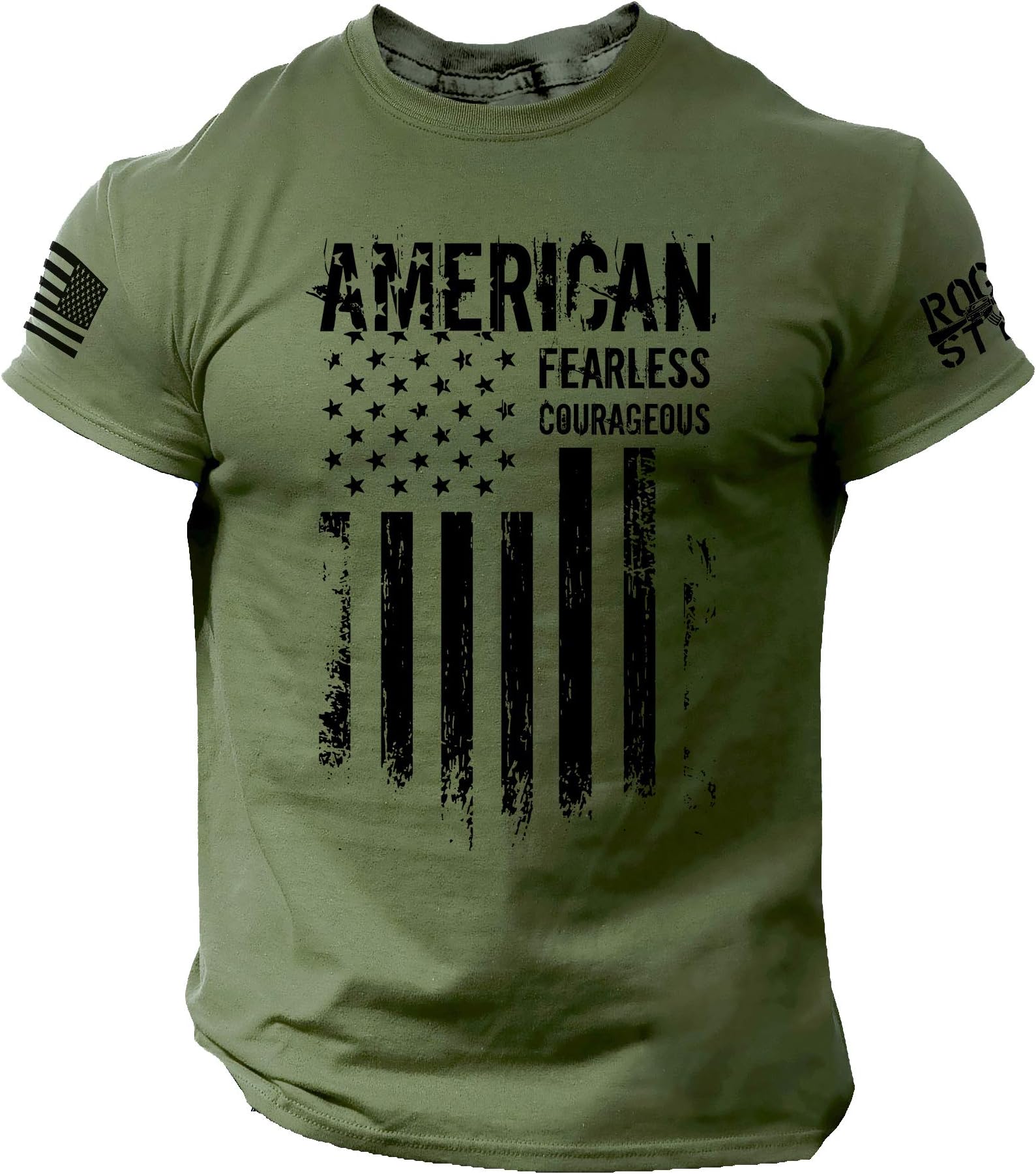 American Flag T-Shirt - Fearless Courageous USA Patriotic Tee