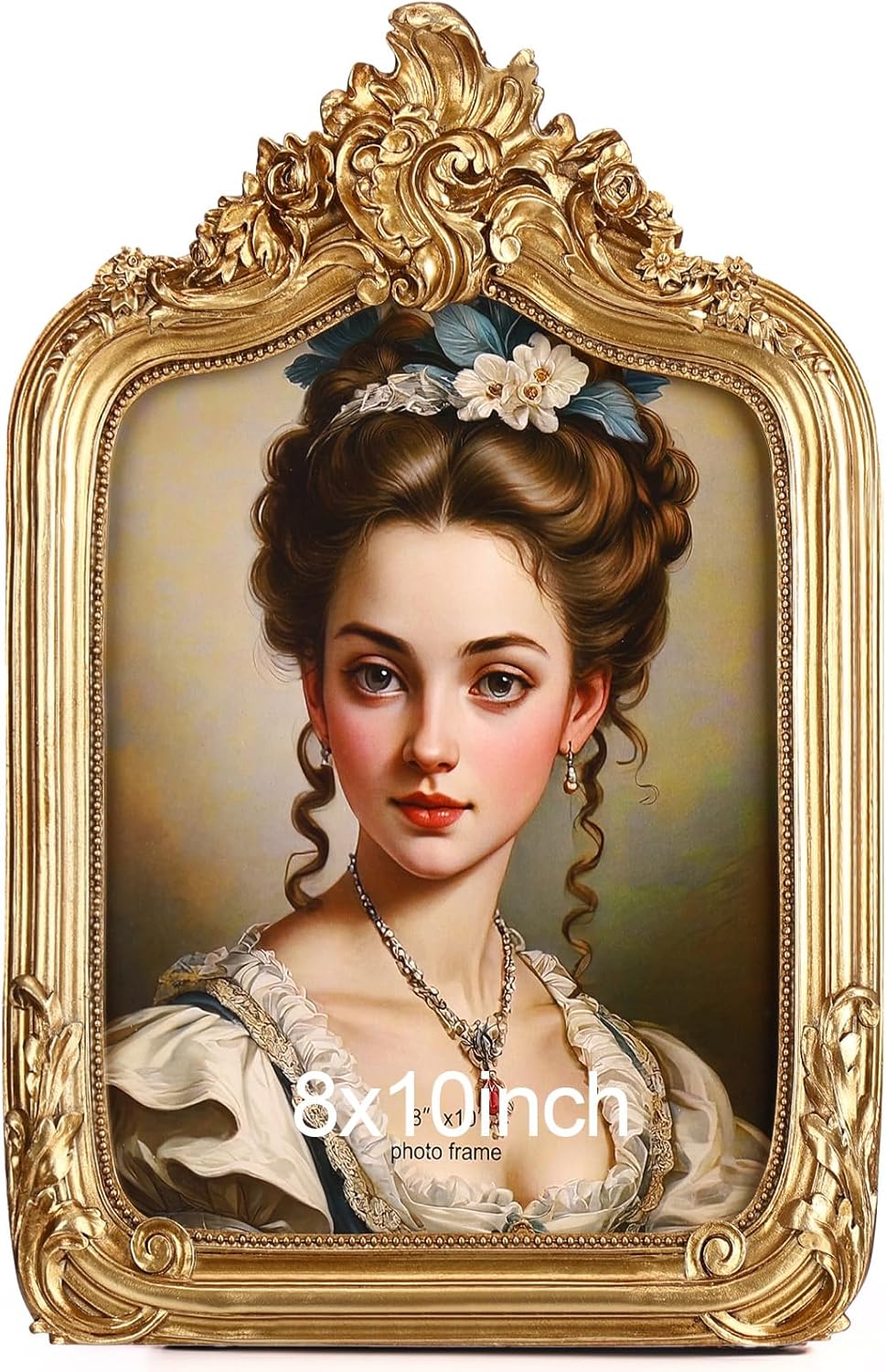 Geelin 2 Pcs 8 x 10 Inches Victorian Gold Frame Baroque Ornate Rectangle Antique Vintage Photo Picture Frame with Backboard Glass Front for Desktop Display Wall Hanging Wedding Bridal Shower (Classic)