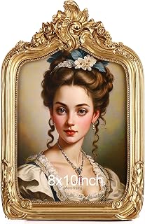 Geelin 1 Pc 8 x 10 Inches Victorian Gold Frame Baroque Ornate Rectangle Antique Vintage Photo Picture Frame with Backboard Glass Front for Desktop Display Wall Hanging Wedding Bridal Shower (Fashion)