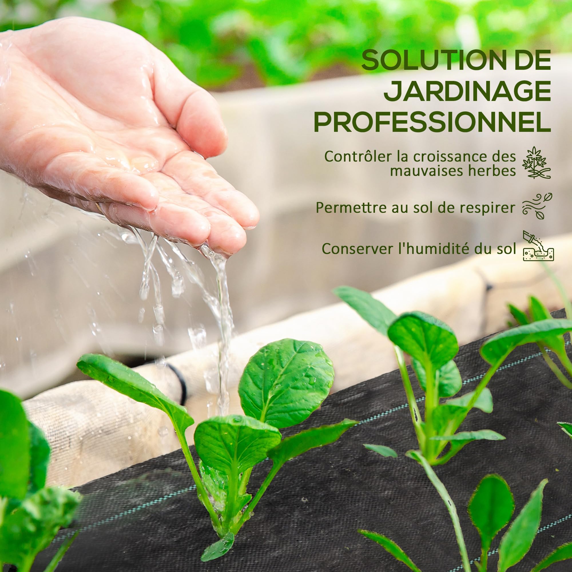 Outsunny Toile de Paillage 100 x 1 m Résistant aux Déchirures PP Noir | Géotextile de Paillage Contre les Mauvais Herbes, Conditions Climatiques Extrêmes