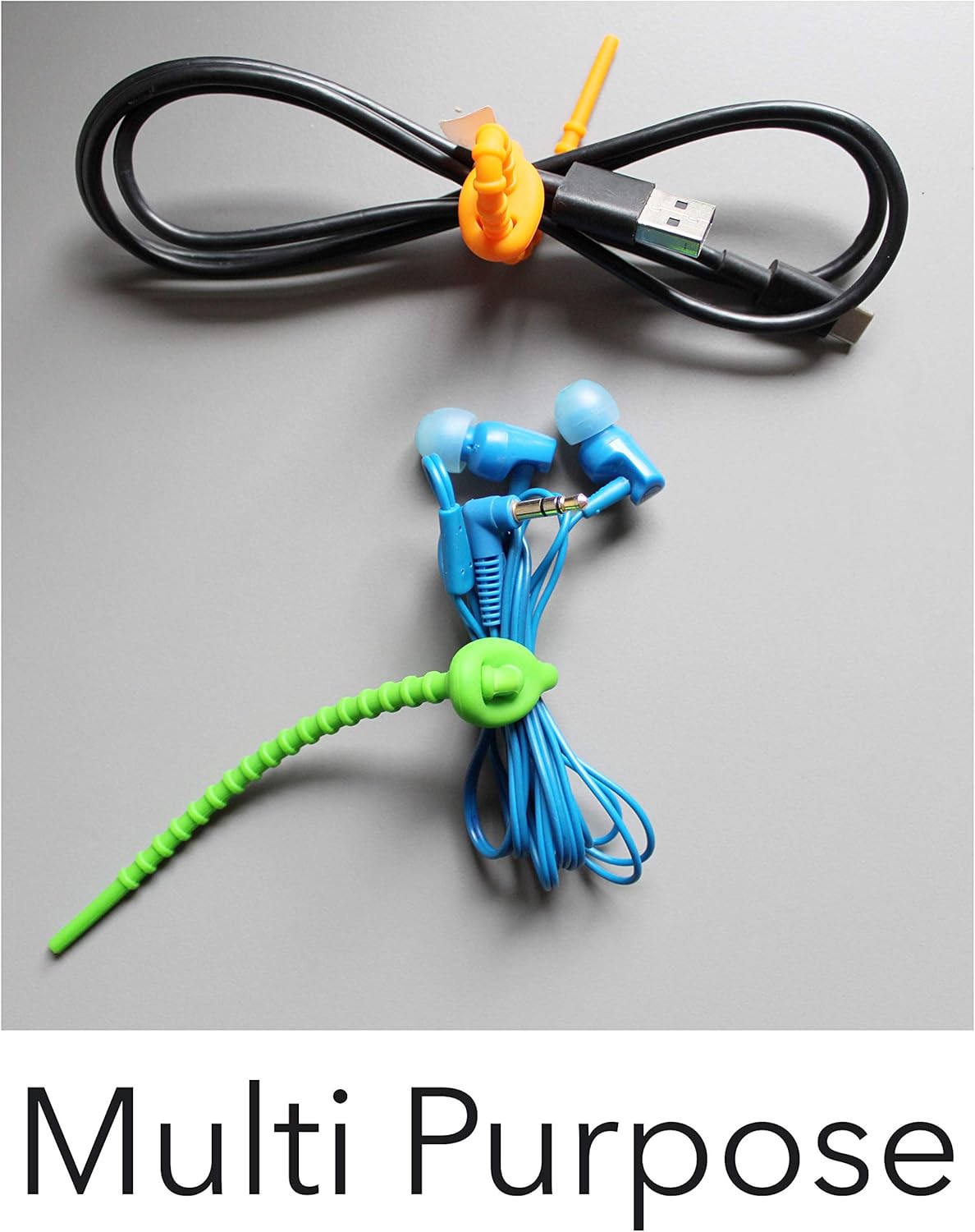 Multi Purpose Silicone Zip Ties - 20 pcs - 6 inch Cable Ties - Double Lock Twist Ties in Multi Color (Red, Blue, Green, Orange) - Extra Hold Reusable Ties for Home, Office from EcoSearene