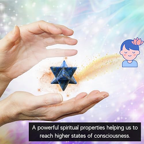 Miniatura 381 de Amazing Gemstone Larvikite Merkaba Crystal – Estrella de Merkaba metafísica de 1 pulgada para meditación – Cristal tetraedro energético y piedras