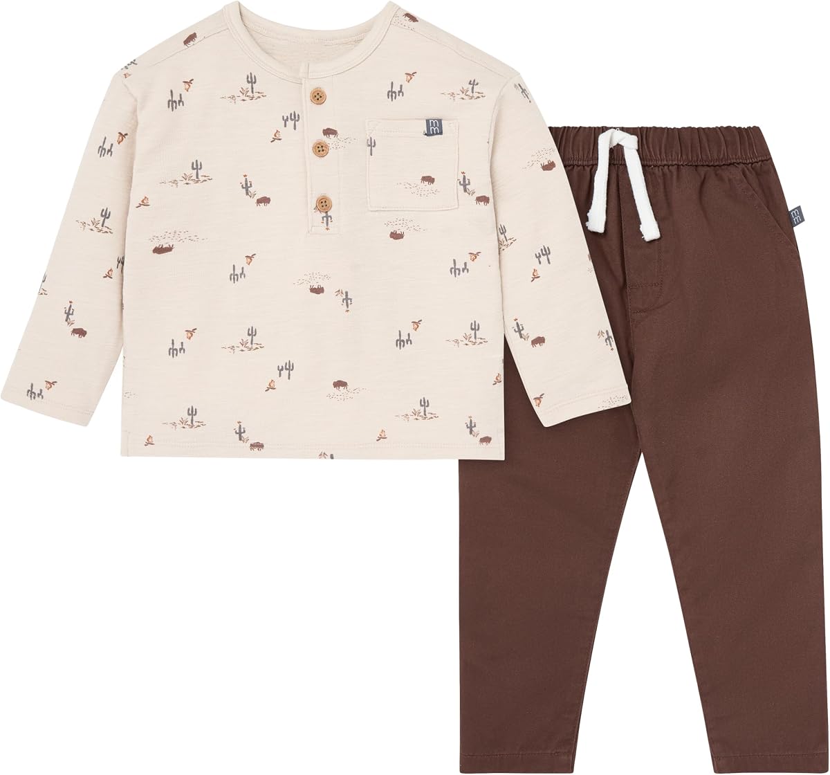MODERNMOMENTS Baby Boys' And Toddler Henley Shirt With Corduroy Pant Set