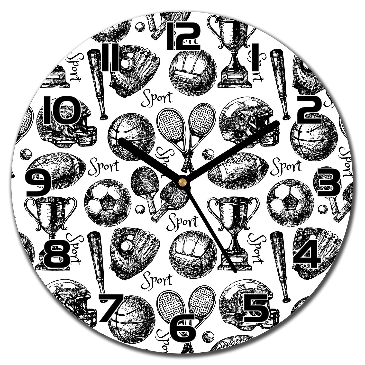 Horloge murale en verre Coloray lisible avec aiguilles noires