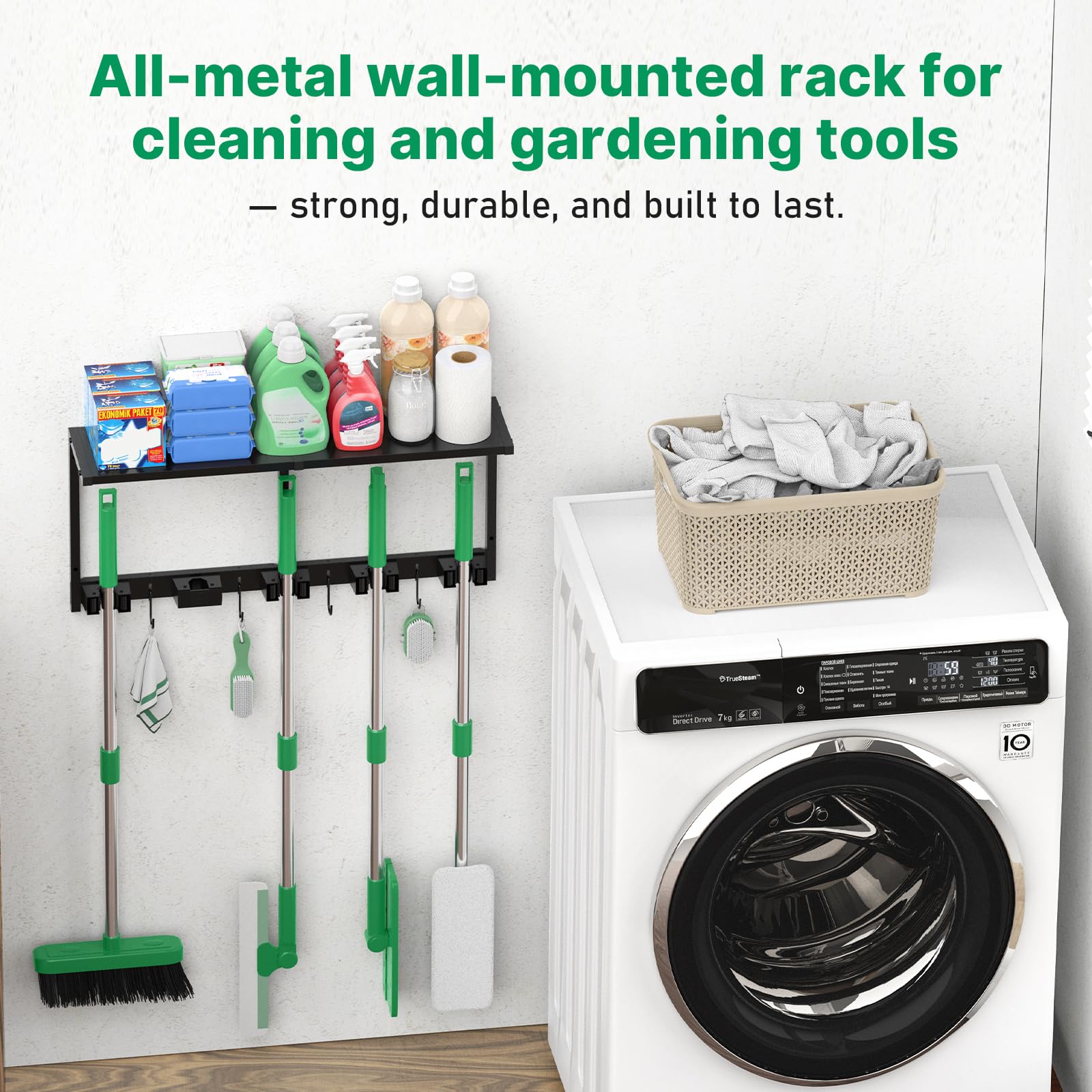 CCCEI Broom & Mop Wall Mount Organizer -2