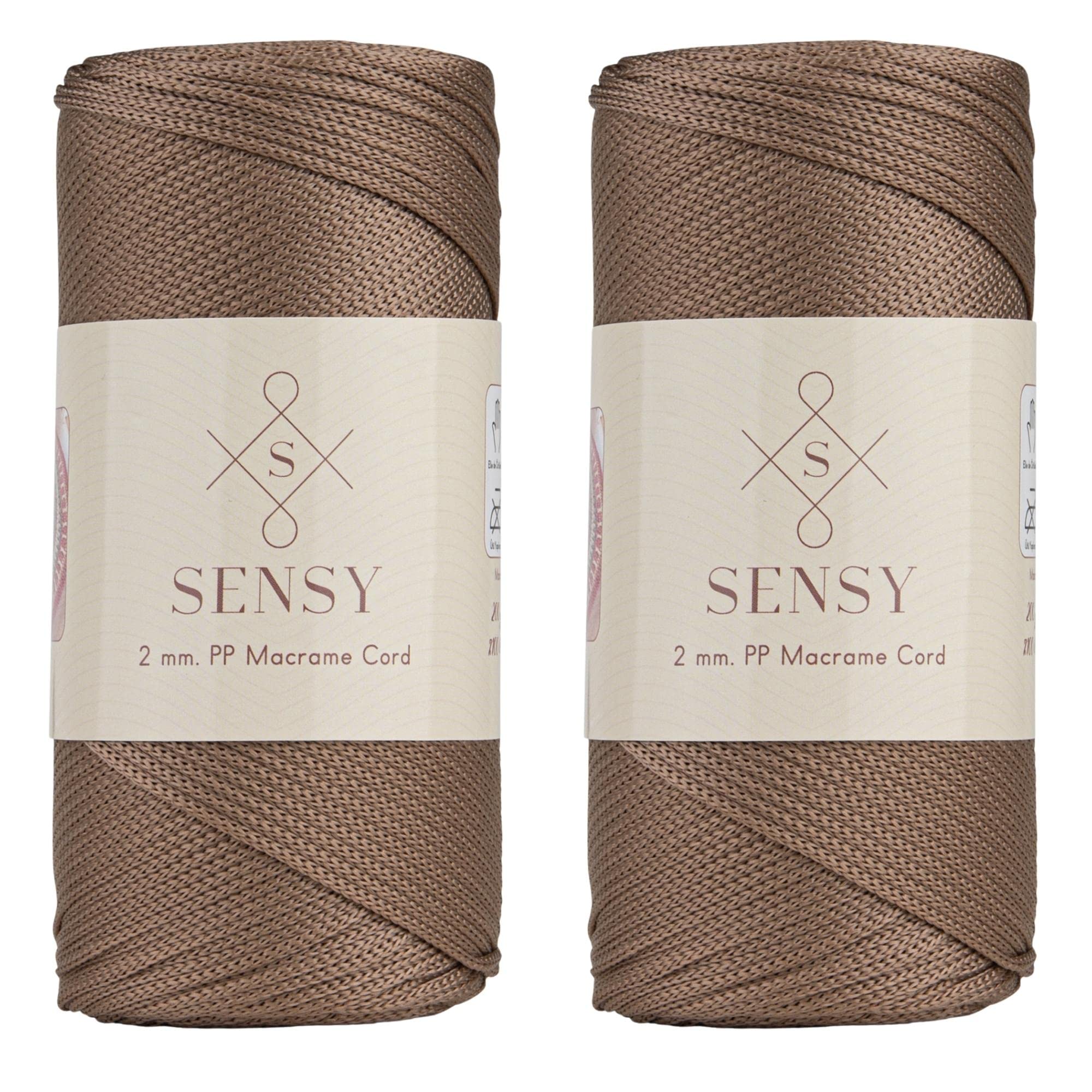 S Sensy Mink Sensy Premium 2 Pack Of 2Mm 251 Yards Polyester Rope 100% Polypropylene Cord Macrame Cord 2Mm Crochet Bag Cord Macrame Rope Crochet Thread Gift For Knitter (Mink), 2 Skeins (Spc2000)