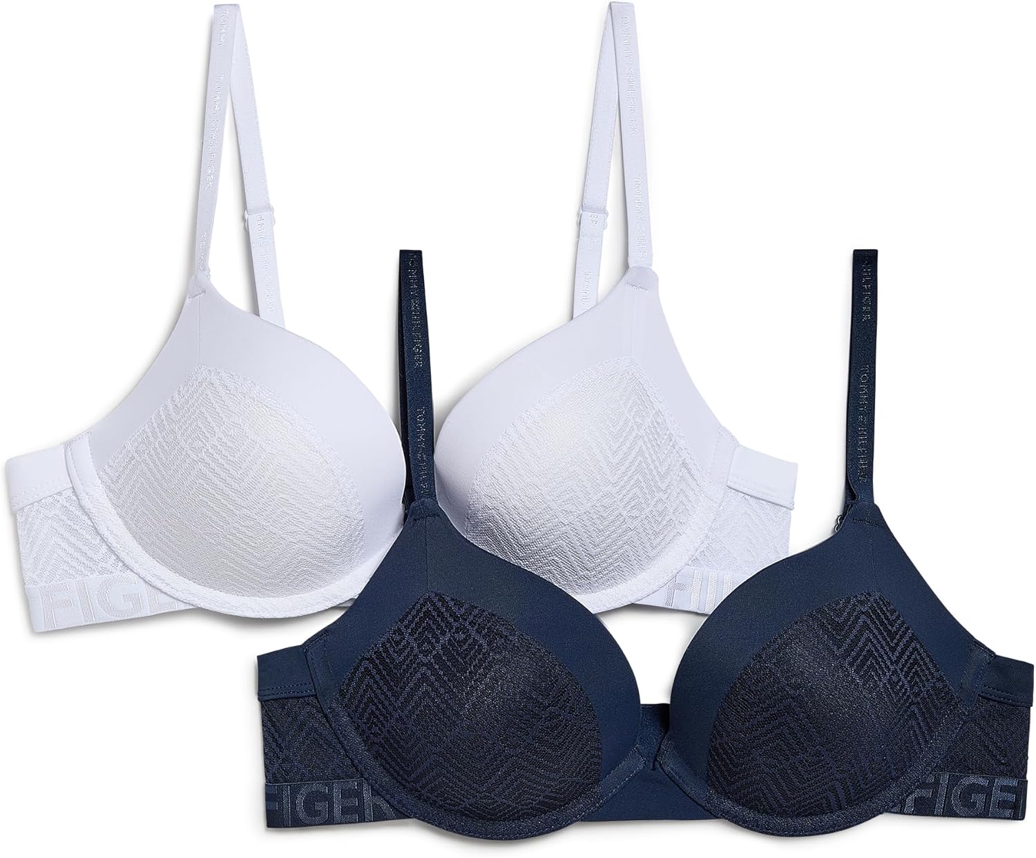 Tommy Hilfiger Womens All Over Lace Lightly Lined Micro Bra 2-Pack
