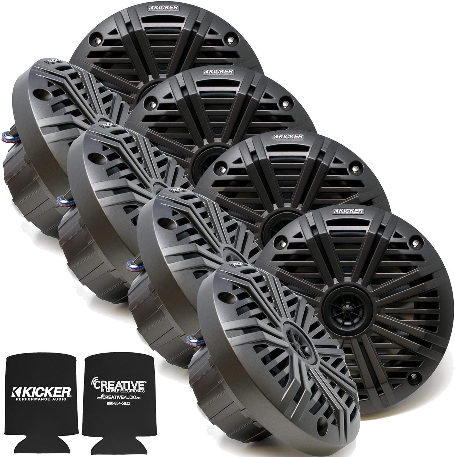 KICKER White OEM Replacement Marine 6.5" 4 Ohm Coaxial Speaker Bundle - 8 Speakers