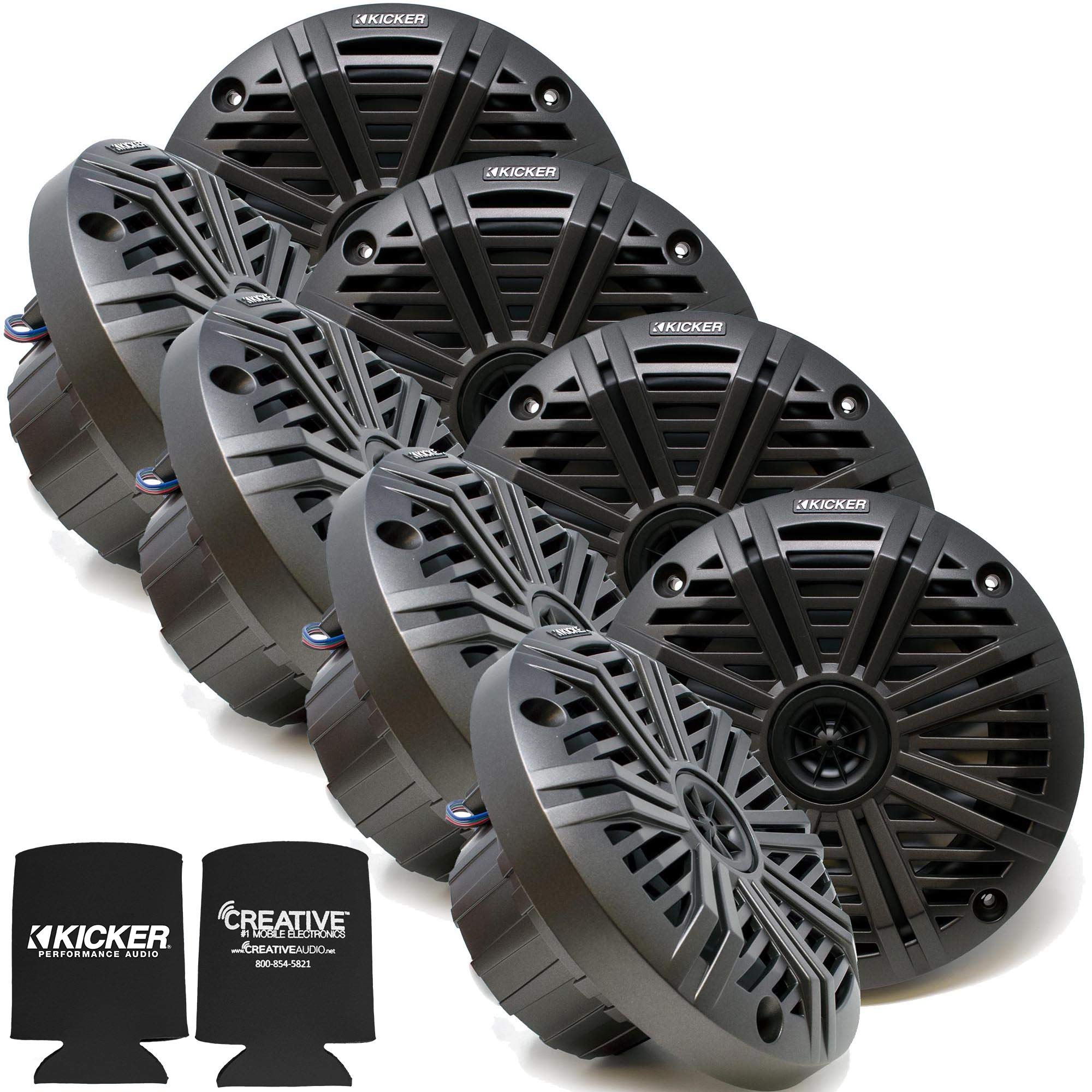 Kicker 6.5" Marine Speakers (4 Pair) Charcoal Salt Water Grills OEM Replacement Speakers