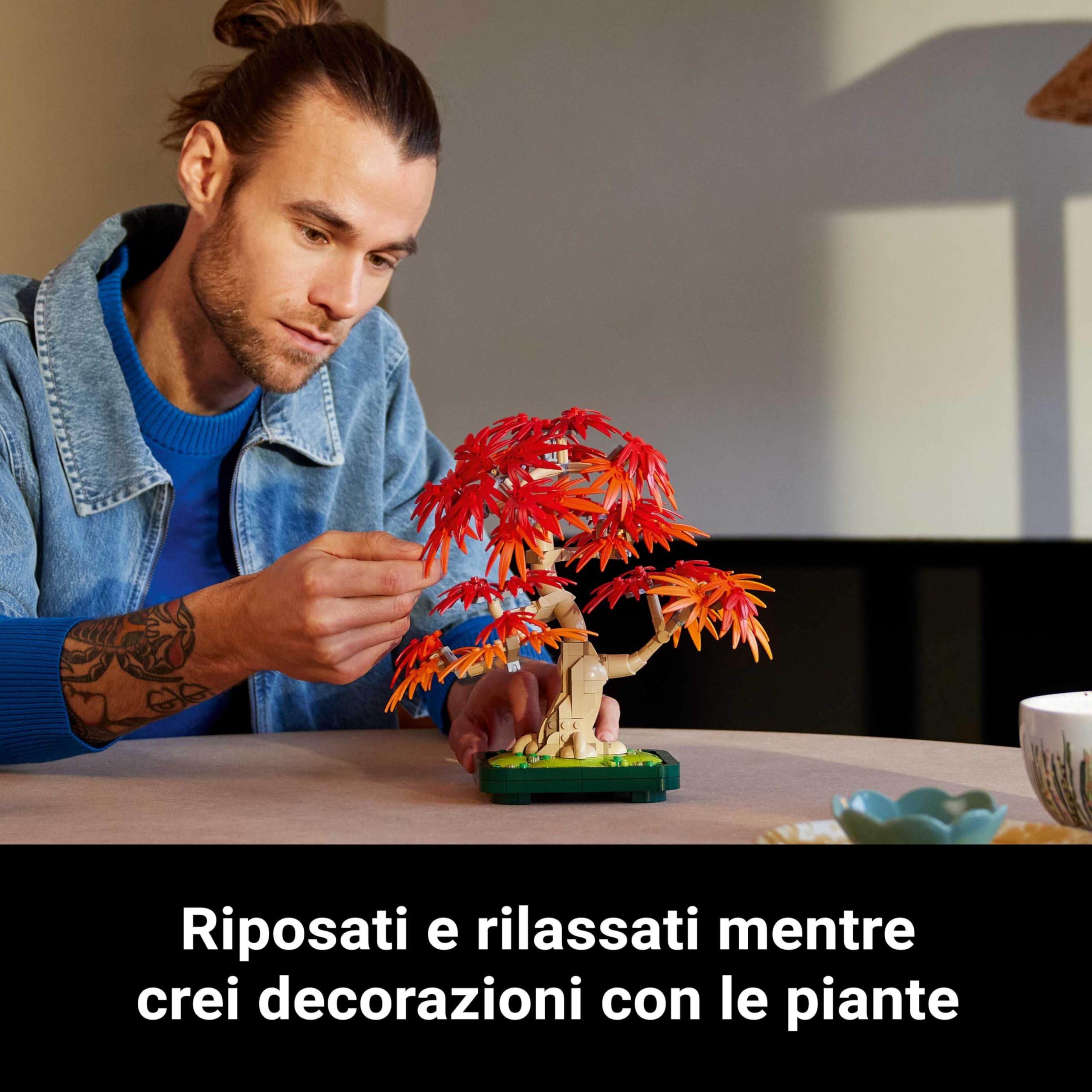 LEGO Botanicals Bonsai di Acero Rosso Giapponese - Set di Piante Artificiali con Foglie Rosse e Arancio Finte e Vaso Costruibile - Regalo per Adulti Amanti del Fai da Te - 10348