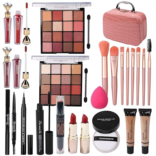 Miniatura 9 de Delymol Kit de maquillaje para niñas adolescentes, kit de maquillaje todo en uno para 2 x 16 colores, sombra de ojos, base líquida, lápices