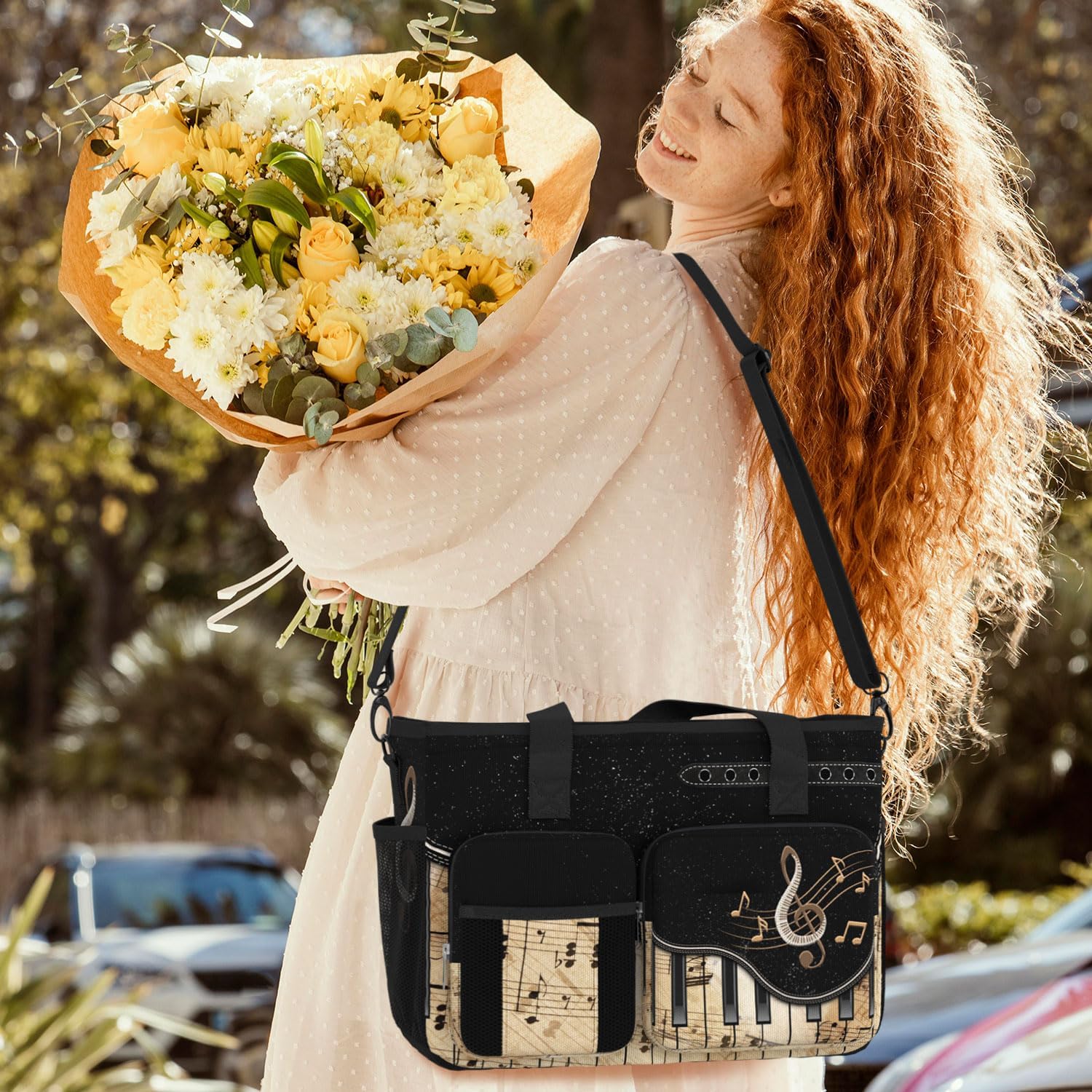 84hoods Waterproof Work Bag. Gift for Piano Players and Music Teachers. Shoulder Bag for Work.