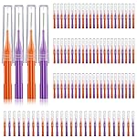 Patelai 100 Pieces Braces Brush for Cleaner Interdental Brush Toothpick Dental Flossing Head Oral Hygiene Flosser Tooth Cleaning Tool(Orange, Purple)