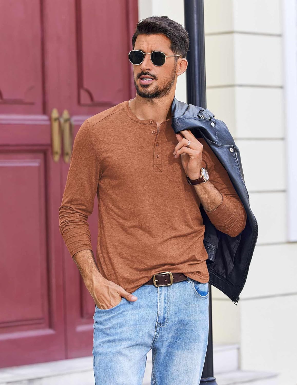 COOFANDY Men's Henley Shirts Long Sleeve T-Shirt Lightweight Fashion Casual Pullover Tee Shirt - Image 3