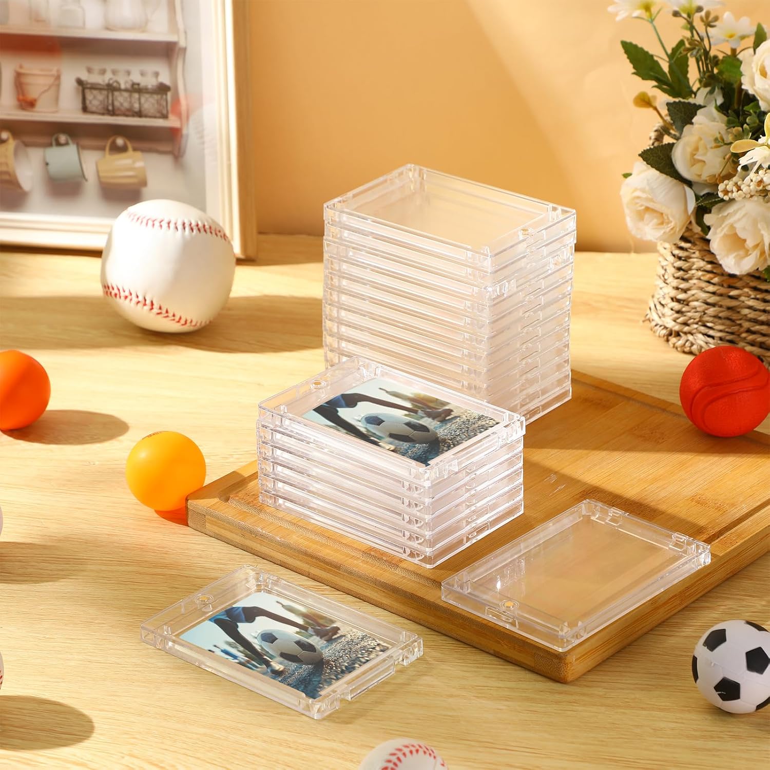 Qeeenar 50 Pcs 180 PT Magnetic Card Holder Clear Trading Card Sleeves, Magnetic Cards Case U-V Thick Protection Sleeves Hard Plastic Cards Case for Trading Sports Games Storing Displaying