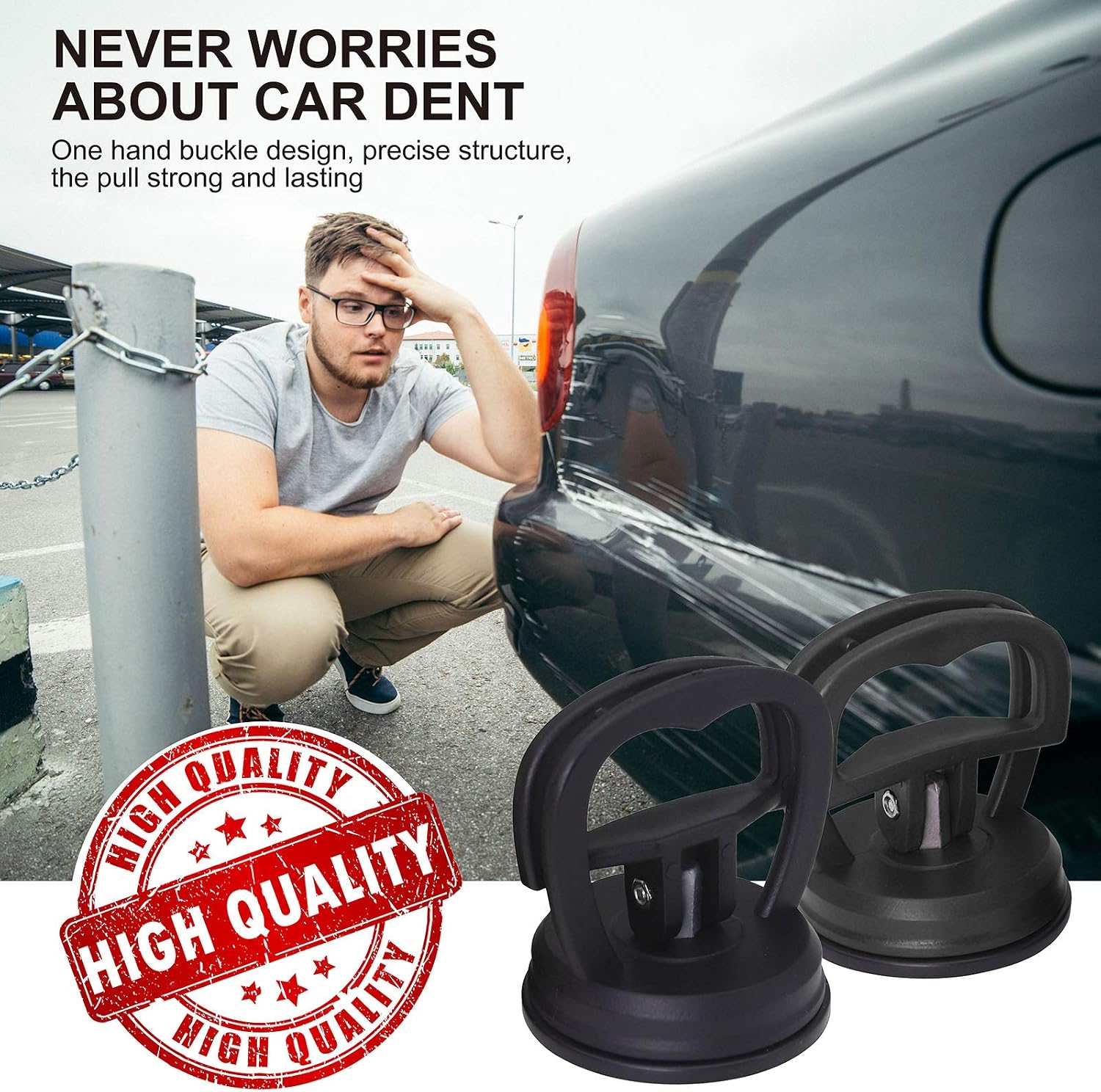 Inscape Data Dent Puller, 2 Pack Suction Cup Dent Puller Handle Lifter, Powerful Car Dent Removal Tools for Car Dent Repair, Glass, Screen, Tiles, Mirror and Objects Moving