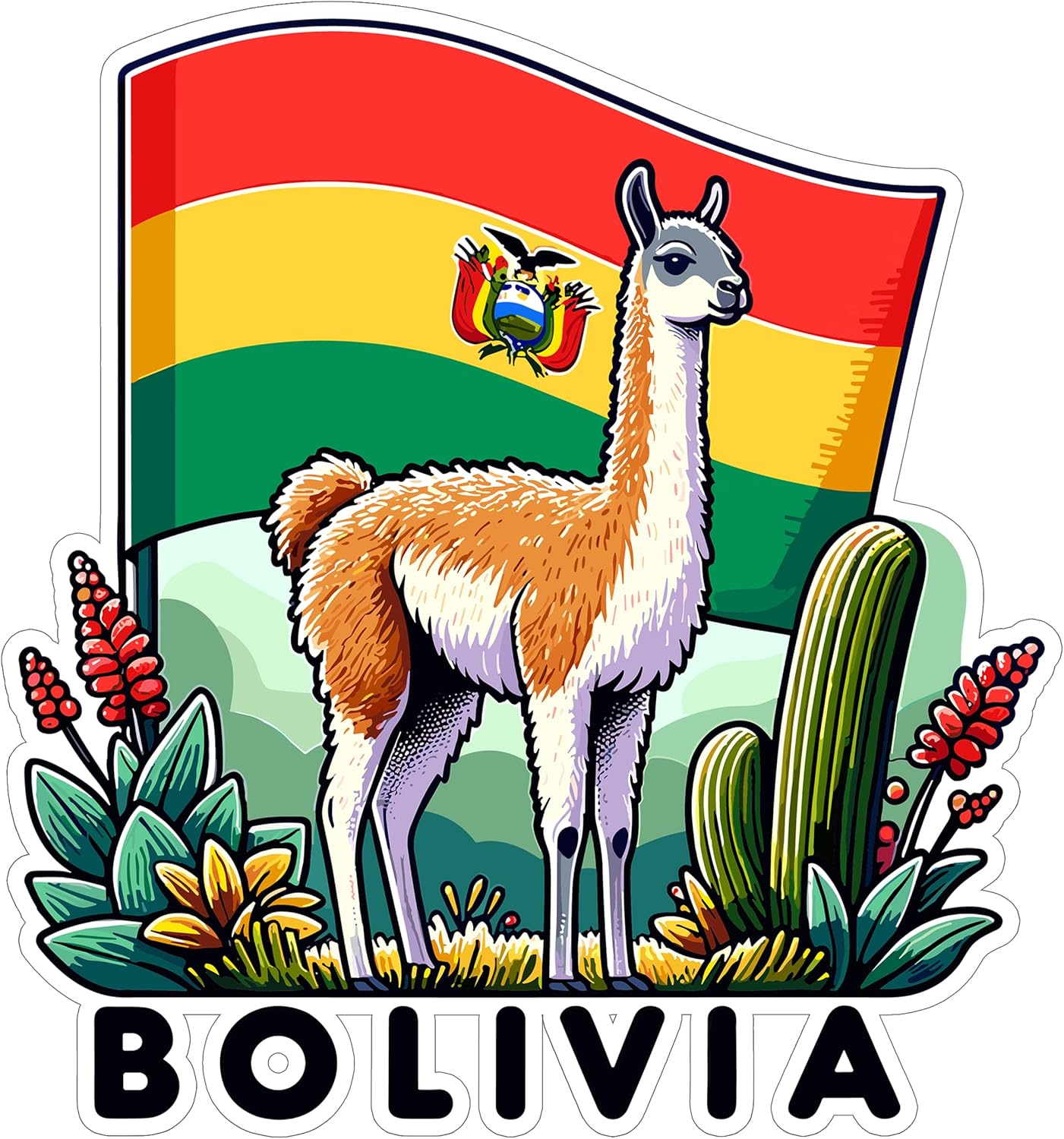 Bolivia Sticker 4 Inch City Travel Souvenir Destination - Waterproof Vinyl Decal for Laptop Water Bottle Car Tumbler - Durable Aesthetic Long-Lasting Stickers for Adults ID44990