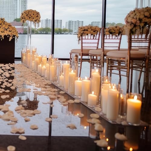 Miniatura 6 de Paquete de 12 jarrones cilíndricos de vidrio transparente, portavelas flotantes altos para centro de mesa, jarrones de mesa para decoración del