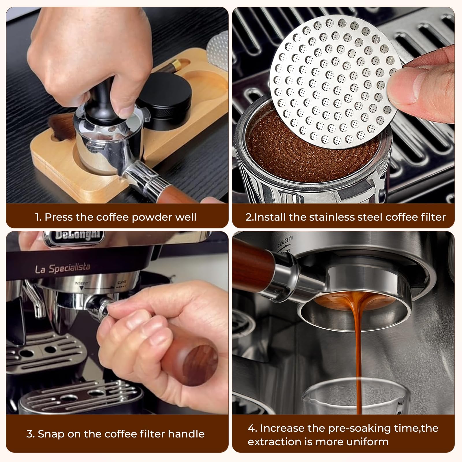 Portafiltro sin fondo de 51 mm con pantalla de disco de 51 mm, filtro portafiltro sin fondo compatible con DeLonghi Dedica EC680/EC685/EC785/EC820/EC850/EC860, colador de acero inoxidable con