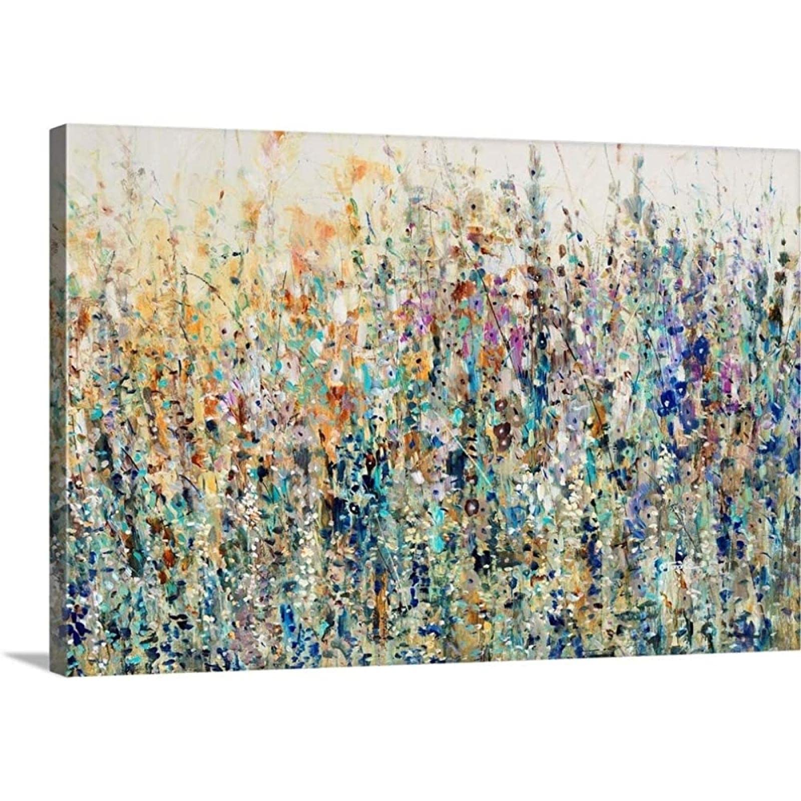 ZMFBHFBH Thicket Wildflowers Canvas Wall Art Print Poster Picture, Floral Home Decor Framed Artwork 80x120cm(32x47in) With Frame