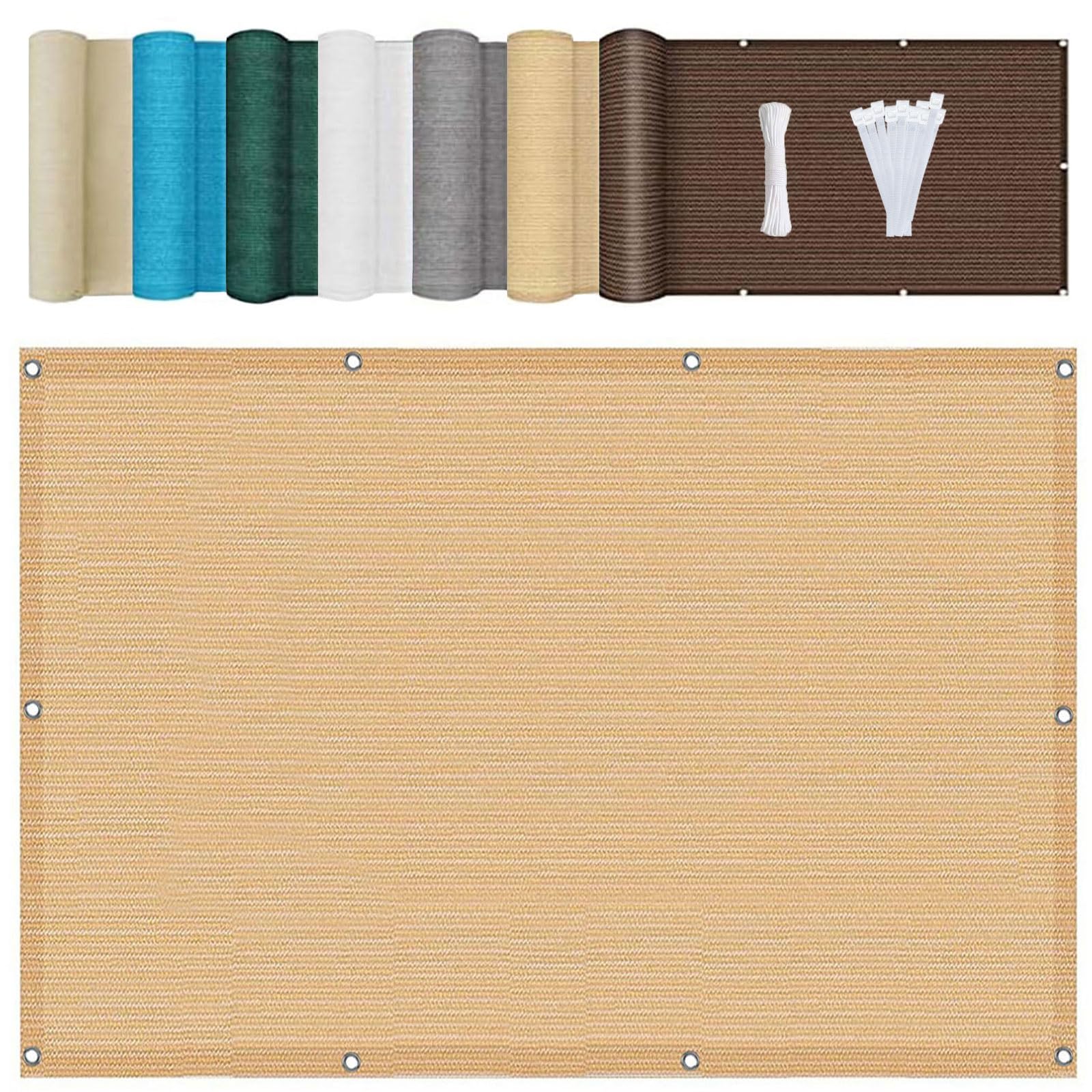 Toile ombrage 3.2 x 5.5 m rectangulaire crème pour patio et jardin