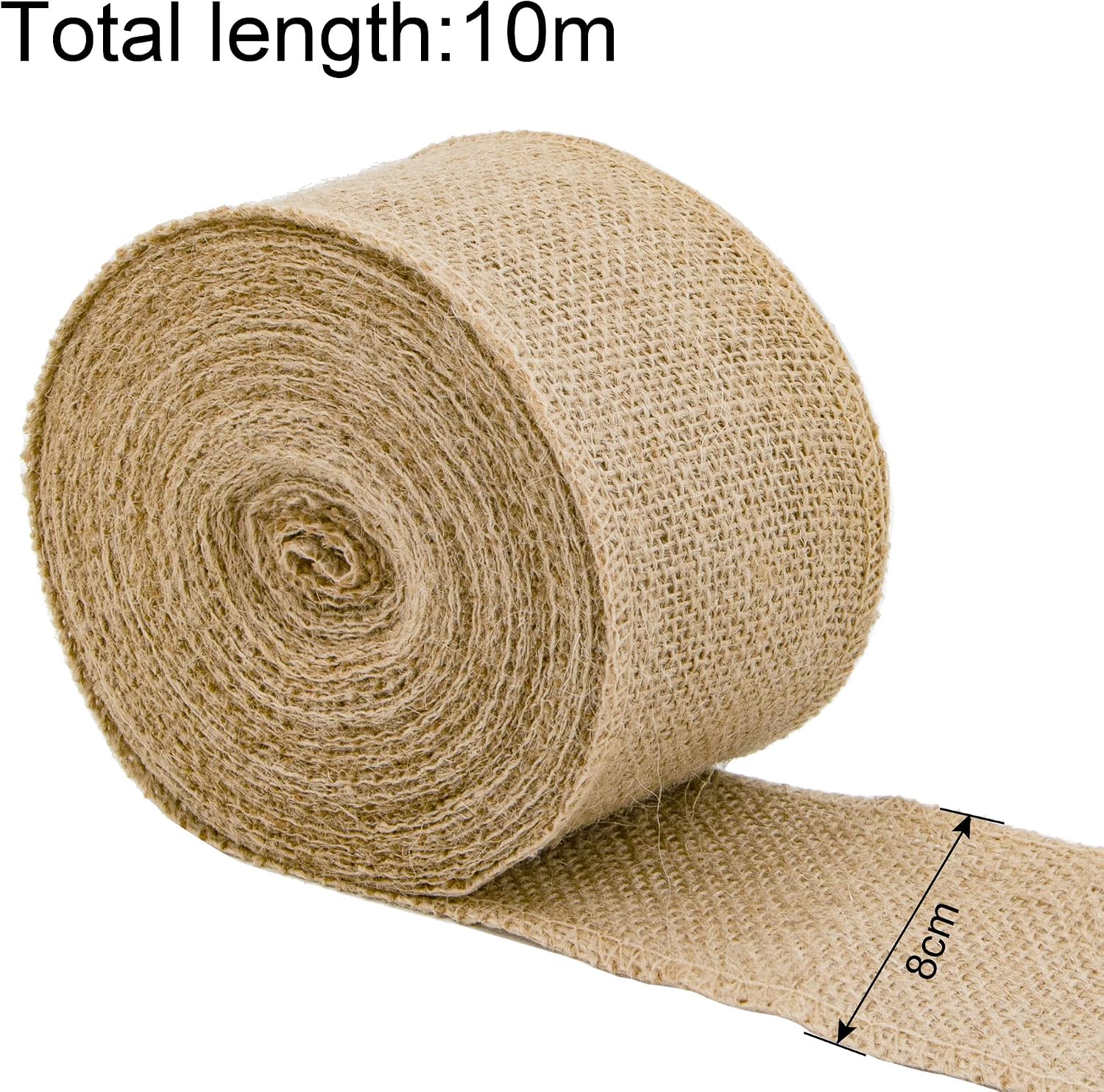 Time to Sparkle 8cm*10m Jute Craft Ribbon Burlap Rustic Hessian Ribbons for Crafts Gift Wrapping Hessian Fabric Burlap Ribbon Gift Wrapping Christmas Tree Wedding Decoration Event Party - Image 3