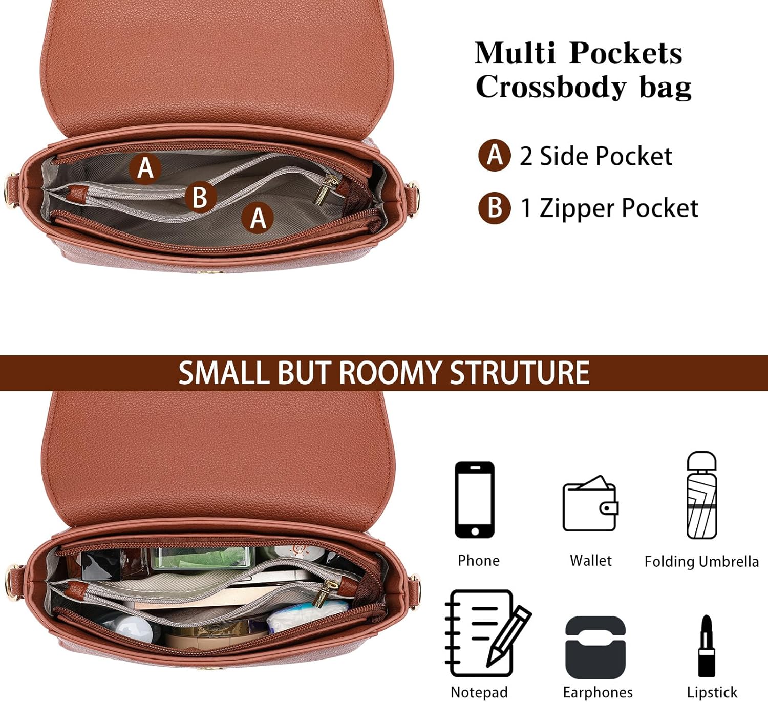 FALAN MULE Small Crossbody Bags for Women PU Leather Purses Trendy Shoulder Handbags - Image 4