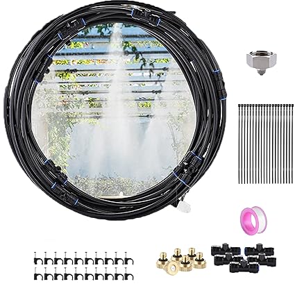 CozyCabin Outdoor Misting Cooling System - 46ft (13m) Misting Line for Patio Garden Greenhouse Mist System
