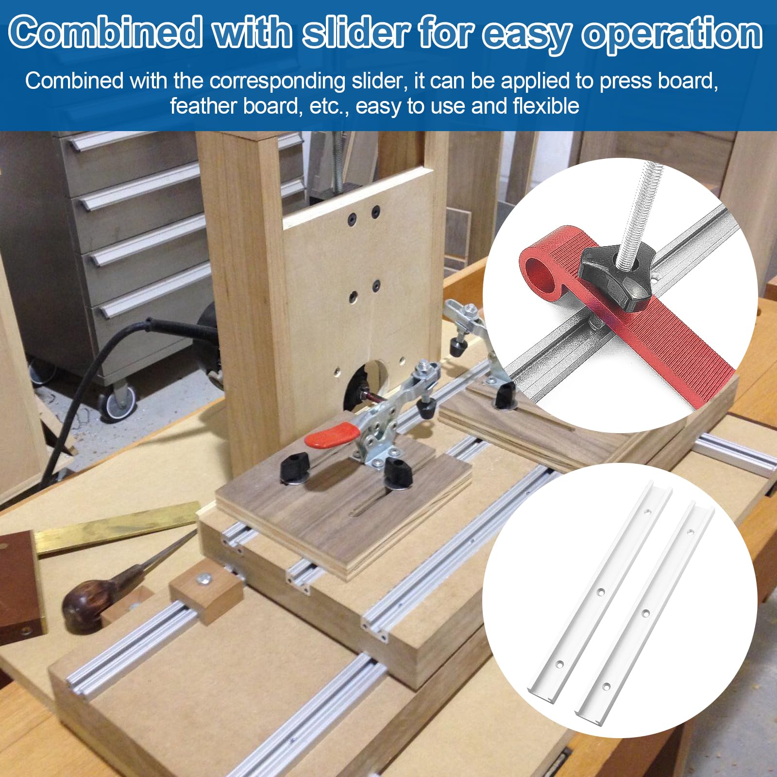 4 Profili Alluminio T-Track 400 Mm - Guide Per Sega Da Banco, Con Dadi Scorrevoli