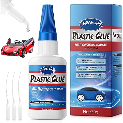 Super Glue for Plastic Repair, 30g Plastic Glue Strong Adhesive, Heavy Duty Glue for Acrylic, PLA, Toys, Car, Acrylic, ABS, PVC, Tube, DIY Kits, Vinyl, Nylon