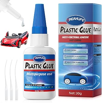Super Glue for Plastic Repair, 30g Plastic Glue Strong Adhesive, Heavy Duty Glue for Acrylic, PLA, Toys, Car, Acrylic, ABS, PVC, Tube, DIY Kits, Vinyl, Nylon