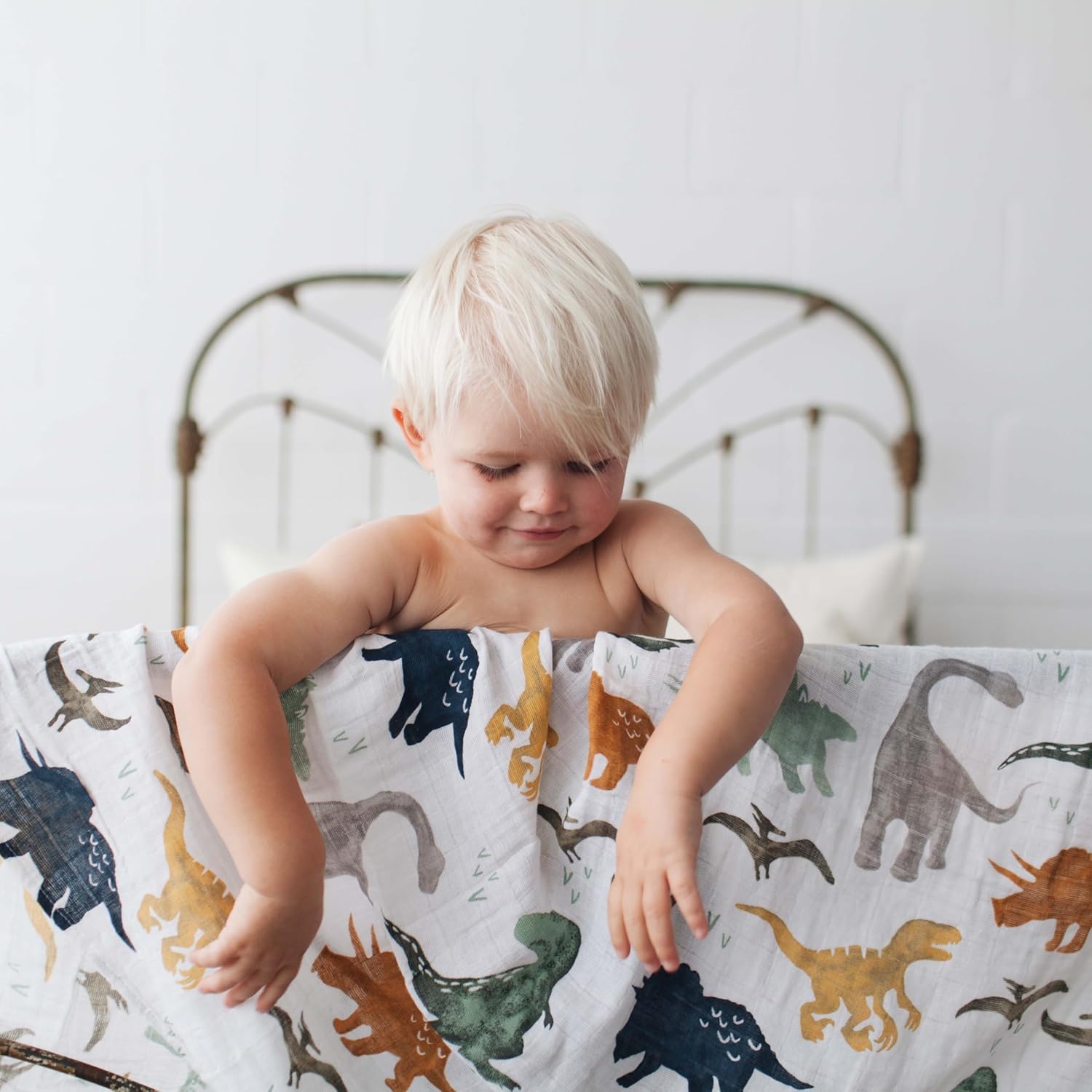 Little Unicorn Premium Cotton Swaddle Baby Blanket | Breathable Fabric | for swaddling, Play, Nursing & More (Dino Friends) - Image 6