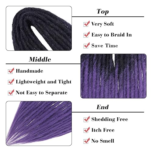 Miniatura 3 de Leeven Extensiones de rastas de doble extremo negro a rubio de 24 pulgadas, 0.2 in de ancho, finas rastas sintéticas de ganchillo de 10 hebras