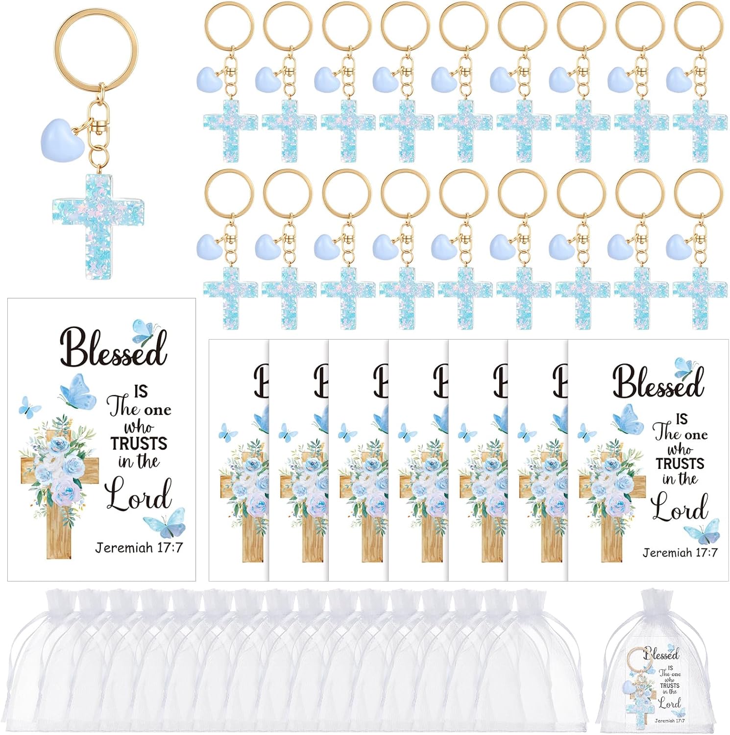Nosiny 24 Sets Mothers Day Christian Gifts Resin Cross Keychain Bulk Church Bible Verse Religion Gifts for Women Mothers