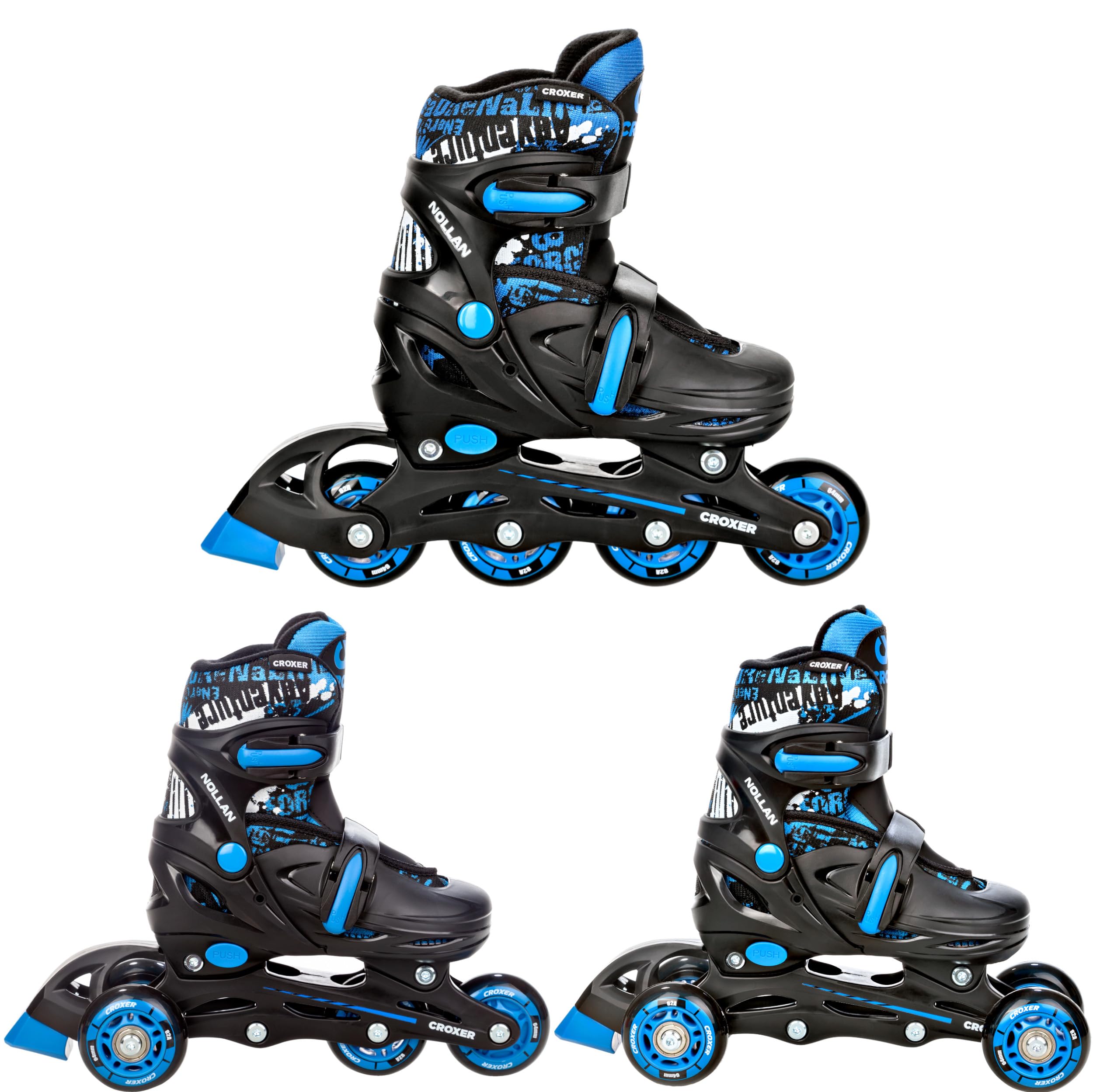 3in1 Inlineskates/Triskates/Rollschuhe mit LED Leuchtrad verstellbar