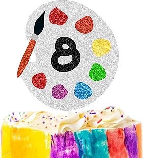 8th birthday Art Party cake topper eight year old Gooey Paint Cake Topper Painting Graffiti Drawing Artist Painter Brush Palette Themed boy girl Baby shower Happy Birthday Cake Decoration