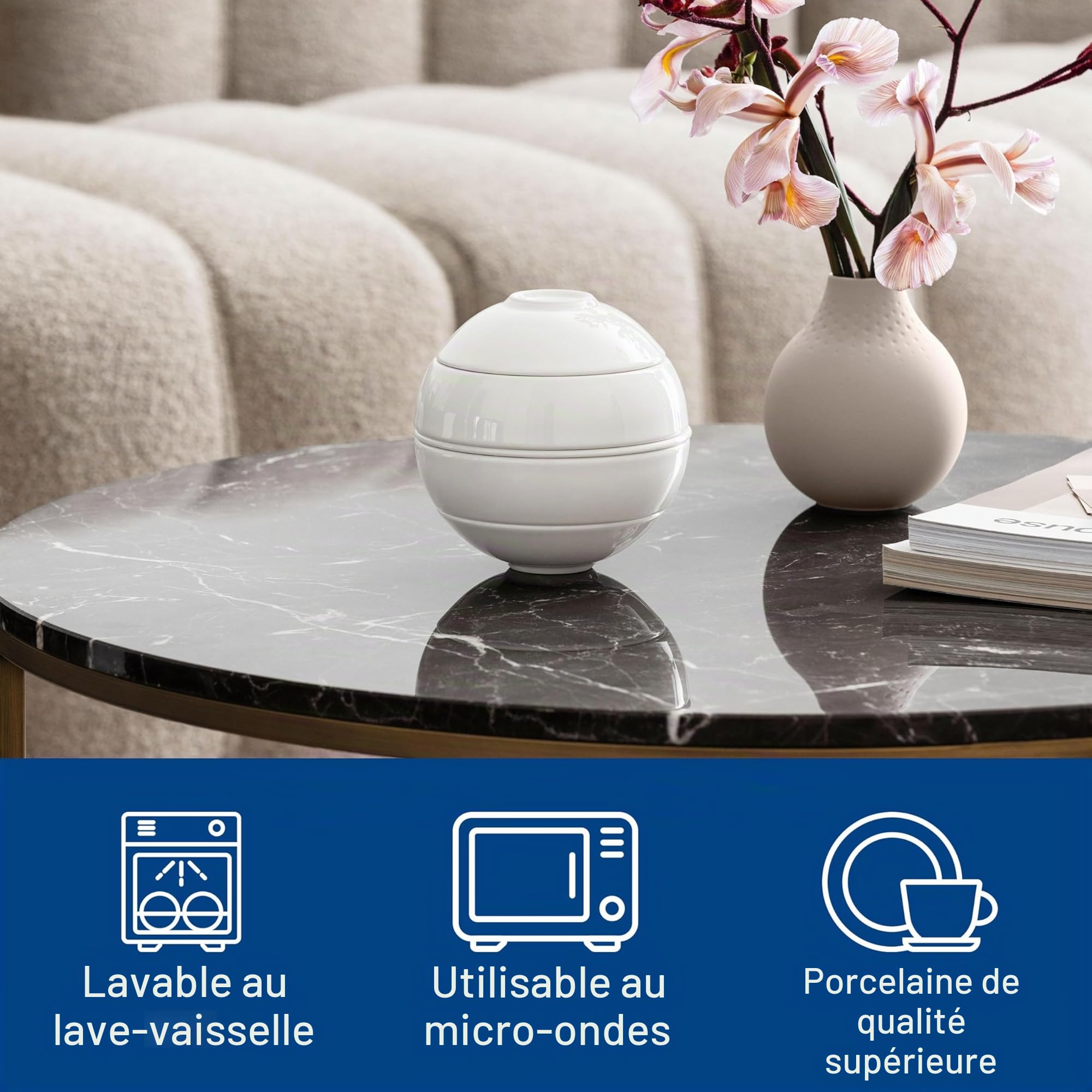 Villeroy & Boch - La petite Boule white, ensemble de vaisselle en porcelaine, ensemble de coupes, 5 pcs Ensemble à servir, 14 cm Ø, résistant au lave-vaisselle, convient au four à micro-ondes, blanc
