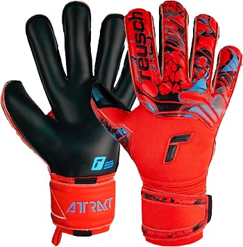 Reusch Attrakt Gold X Evolution Cut Finger Support Goalkeeper Gloves, Red/Future Blue/Black, Size 10