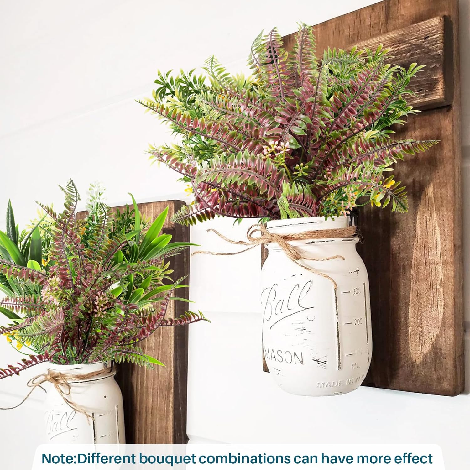 COARBOR 10 PCS Artificial Bushes Plastic Artificial Flowers Fake Outdoor Plants for Home Kitchen Party Flowers Arrangement Wedding Decorations, Purple Green