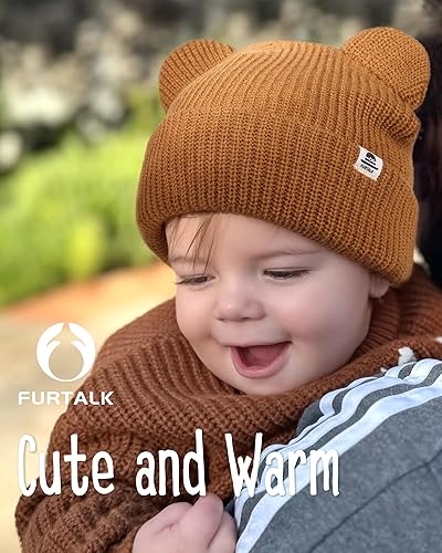 Miniatura 5 de FURTALK Baby Beanie Winter Hat with Bear Ear for Infant Toddler Boys Girls Soft Knitted Skull Cap