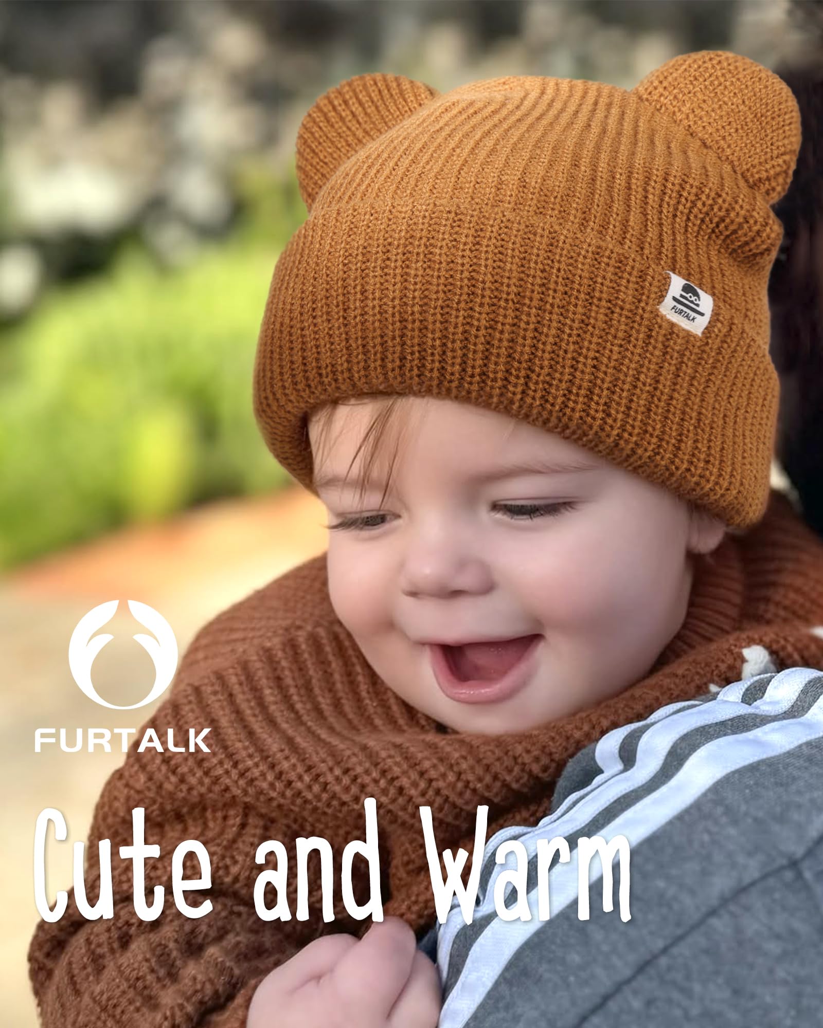 FURTALK Baby Beanie Winter Hat with Bear Ear for Infant Toddler Boys Girls Soft Knitted Skull Cap