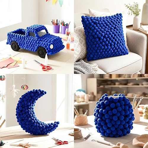 Miniatura 85 de Caydo [400 piezas] - 300 pompones surtidos de 1 pulgada con 100 pompones multicolor para artes y manualidades para niños, decoración de manualidades