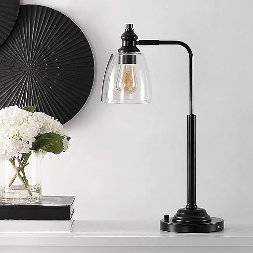 Miniatura 2 de SAFAVIEH Lighting Collection Rino - Lámpara de mesa industrial rústica de hierro negro de 23 pulgadas para dormitorio, sala de estar, oficina,